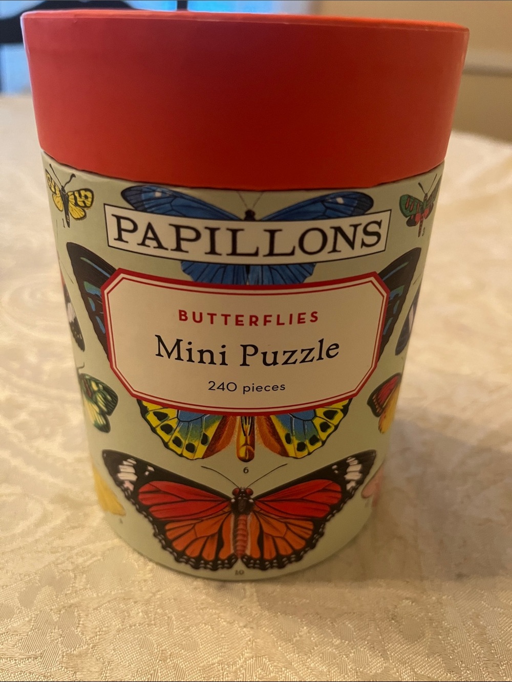 Papillon Blanc Butterflies Mini Puzzle: Red, Yellow, Blue, Orange 240 Pieces EUC